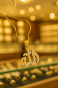 Allah Calligraphy Gold Pendant with Stone Setting