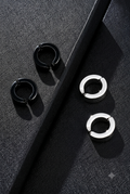 Premium Stainless Steel Hoop Earrings | Black & Silver Huggie Earrings for Men & Women