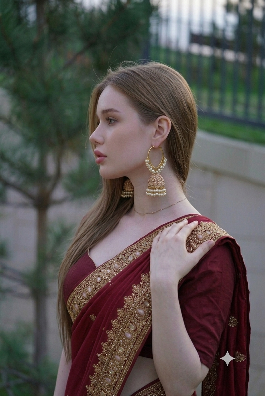 Luxury Blush Pink Pearl Jhumka Earrings – Premium Gold-Plated Ethnic Earrings for Women