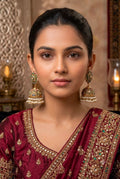 Customize Luxury Multi-Color Kundan Jhumka Earrings – Gold Plated Pearl Drop Ethnic Earrings for Women