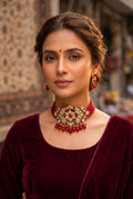 Luxury Ruby Red Crystal Bridal Choker Necklace – Gold Plated Wedding Jewelry