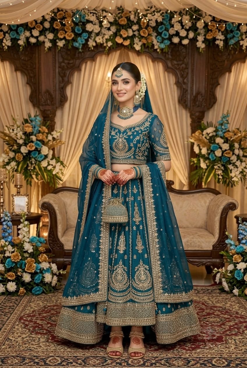Royal Blue Kundan Bridal Jewellery Set – Premium Gold Plated Necklace Set